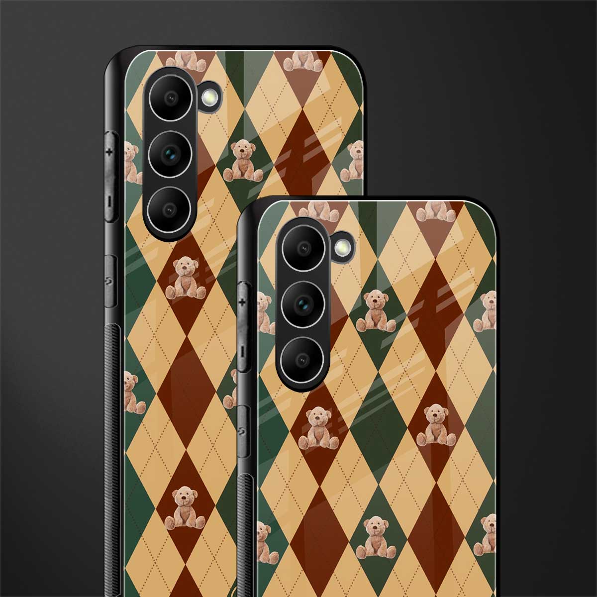 Ted-Checkered-Pattern-Glass-Case for phone case | glass case for samsung galaxy s23