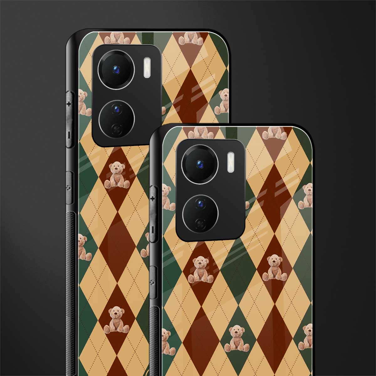 ted checkered pattern back phone cover | glass case for vivo y16