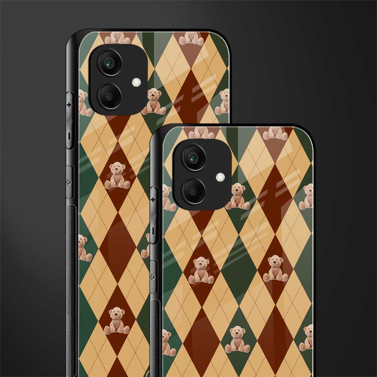 ted checkered pattern back phone cover | glass case for samsung galaxy a04