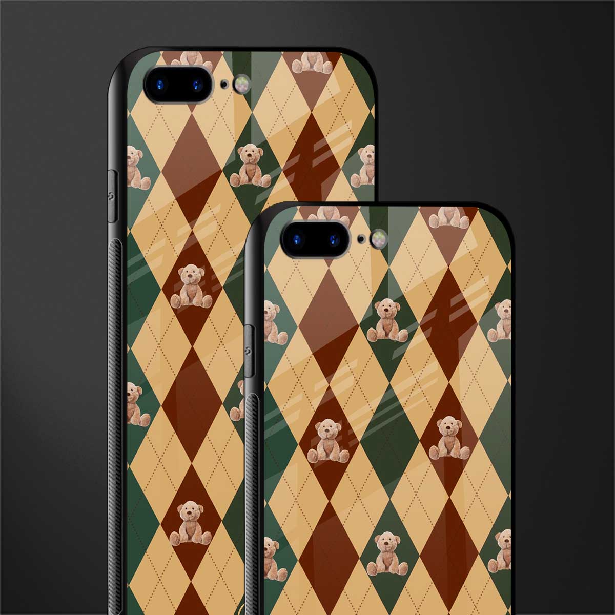 ted checkered pattern glass case for iphone 8 plus image-2