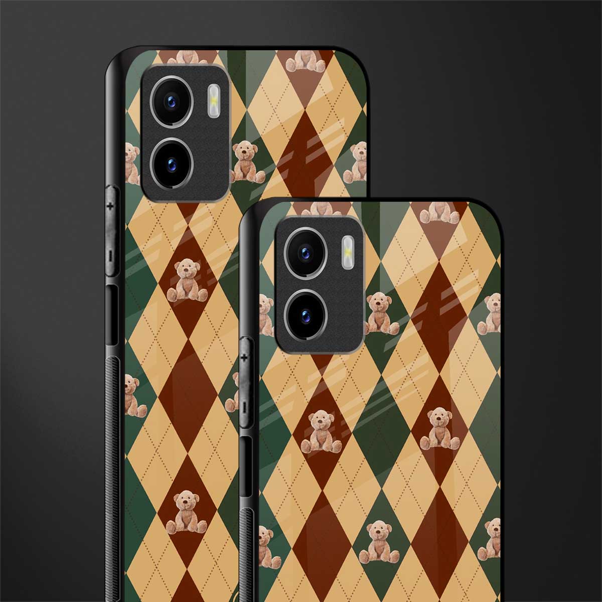 ted checkered pattern back phone cover | glass case for vivo y72