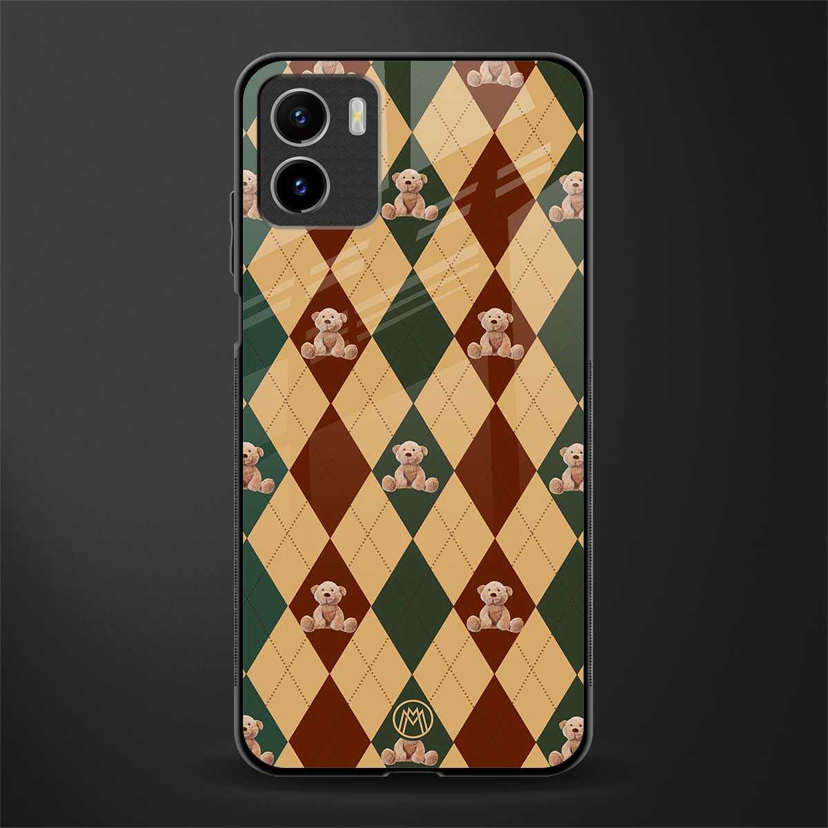ted checkered pattern back phone cover | glass case for vivo y72