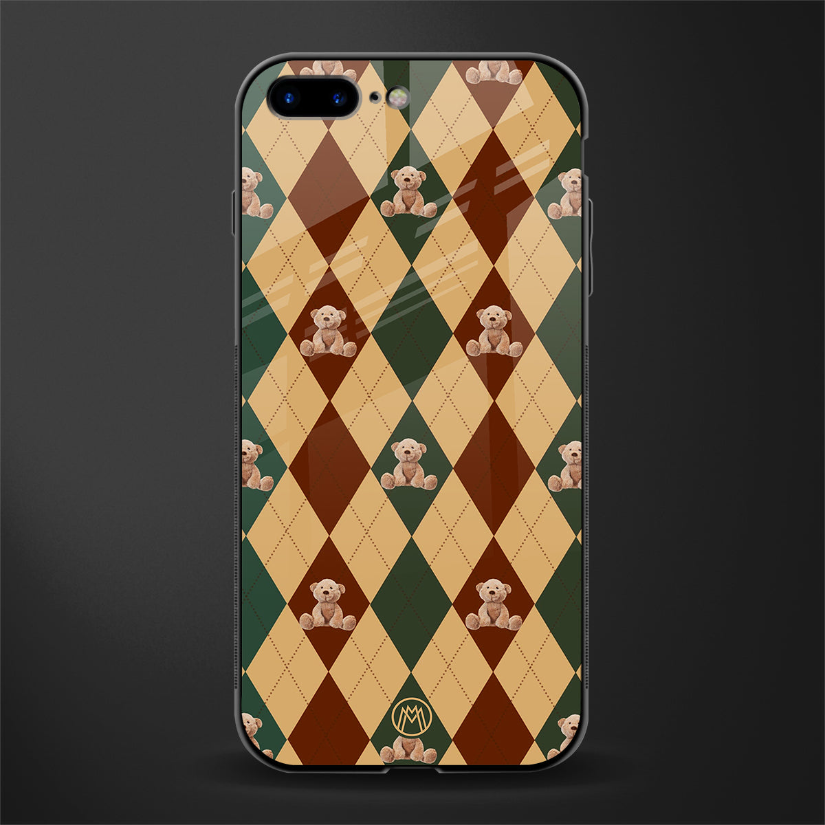 ted checkered pattern glass case for iphone 8 plus image