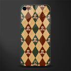 ted checkered pattern glass case for iphone se 2020 image