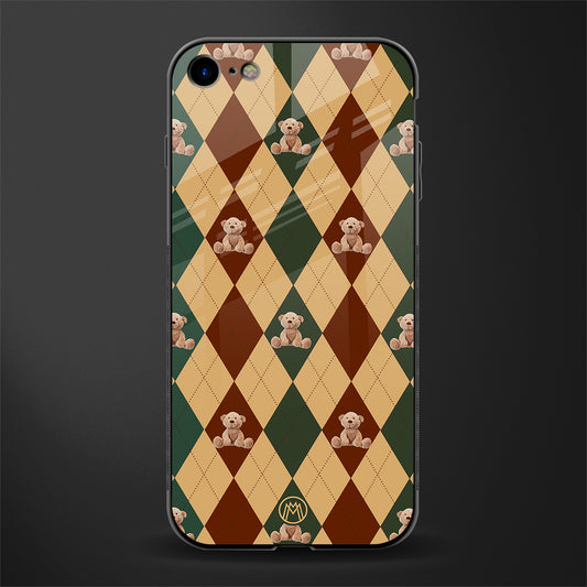 ted checkered pattern glass case for iphone se 2020 image