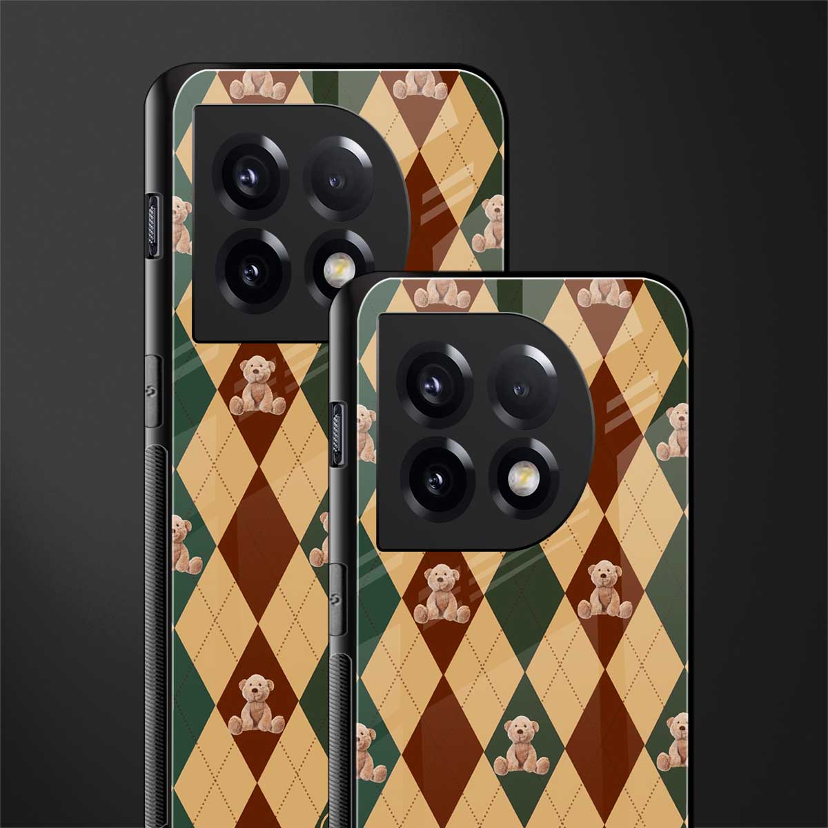 ted checkered pattern back phone cover | glass case for oneplus 11
