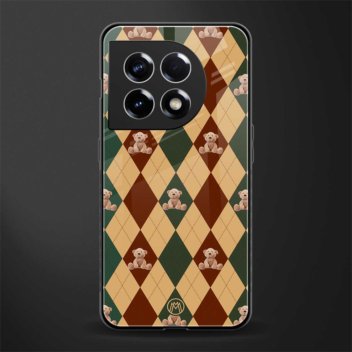 ted checkered pattern back phone cover | glass case for oneplus 11