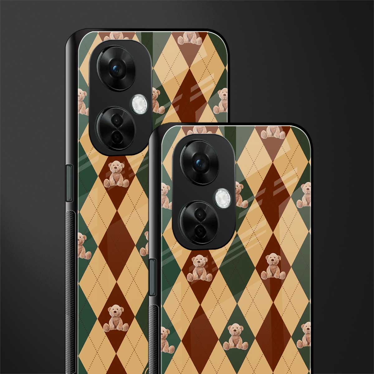 ted checkered pattern back phone cover | glass case for oneplus nord ce 3 lite