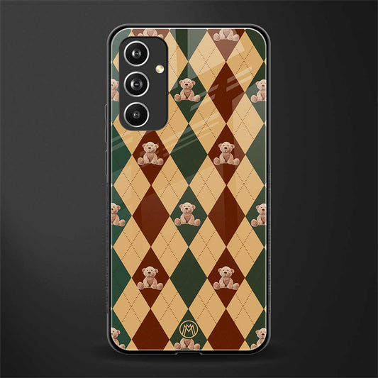 ted checkered pattern back phone cover | glass case for samsung galaxy a54 5g