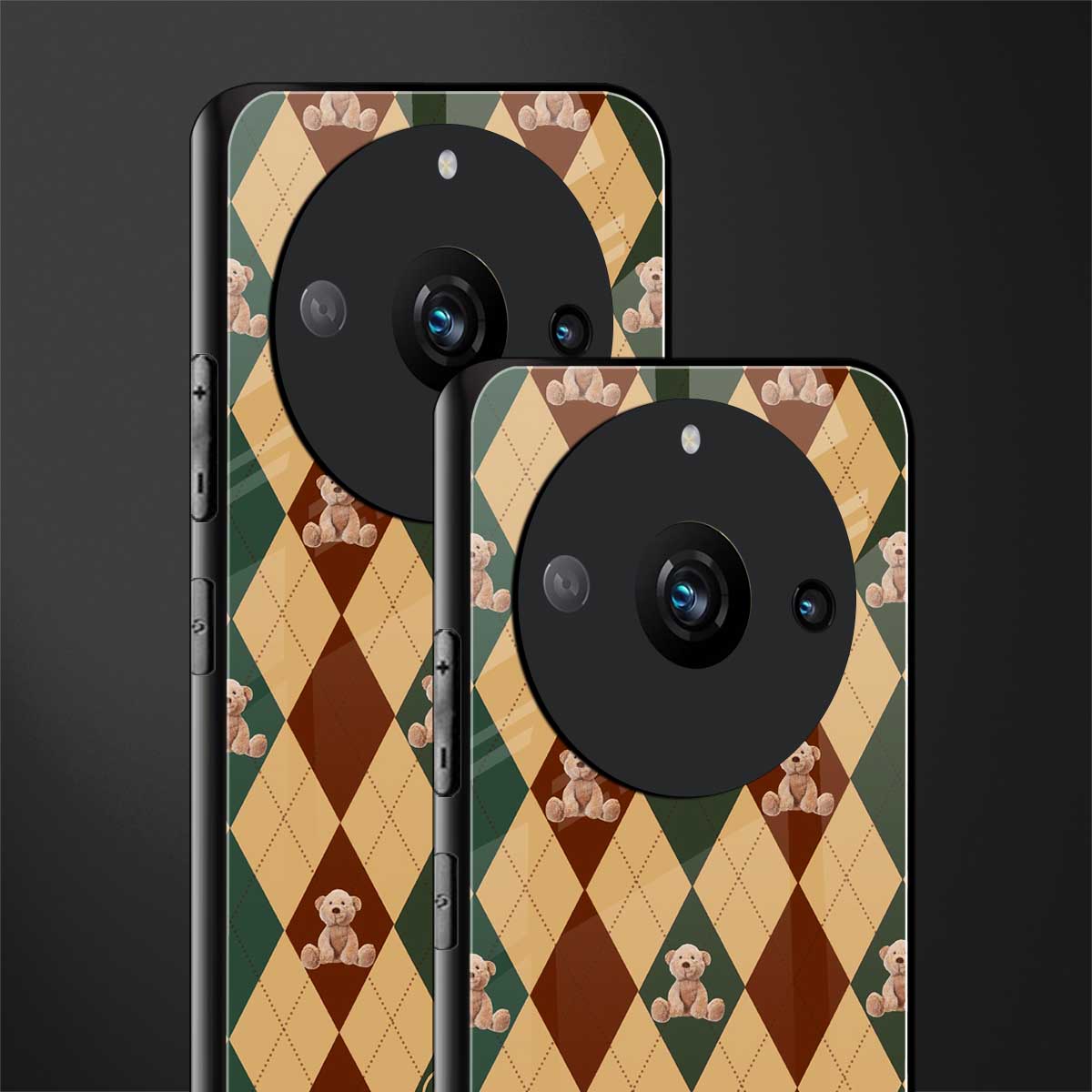 ted checkered pattern back phone cover | glass case for realme 11 pro 5g