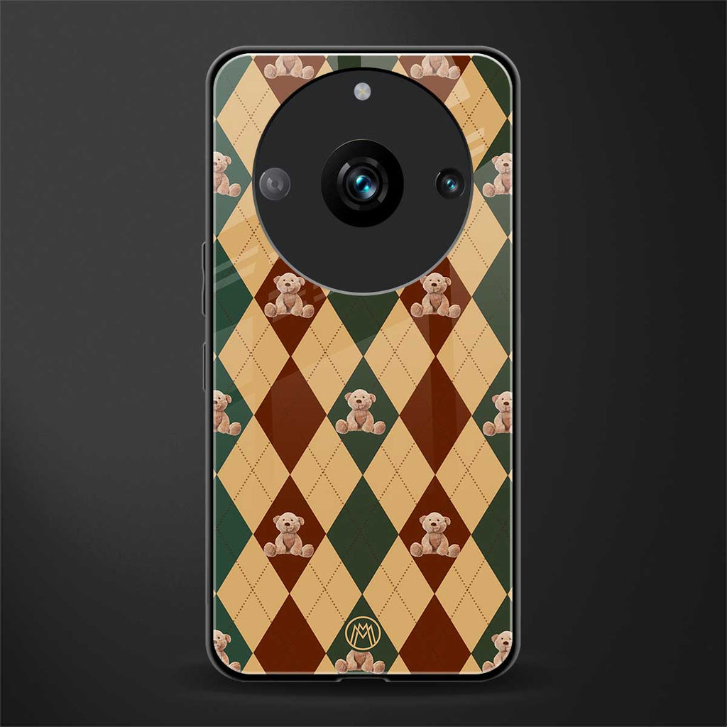 ted checkered pattern back phone cover | glass case for realme 11 pro 5g