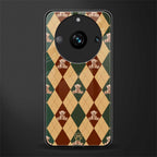 ted checkered pattern back phone cover | glass case for realme 11 pro 5g