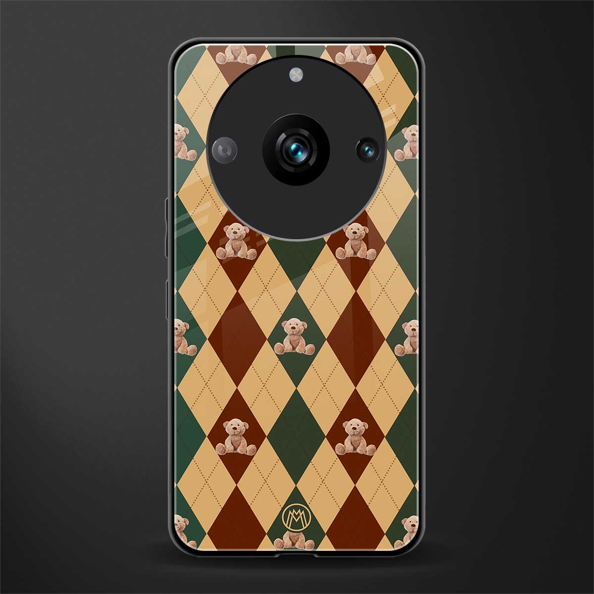 ted checkered pattern back phone cover | glass case for realme 11 pro 5g