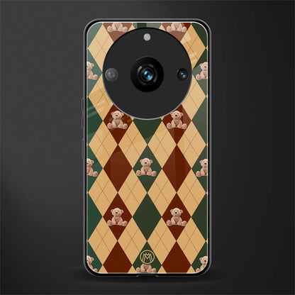 ted checkered pattern back phone cover | glass case for realme 11 pro 5g