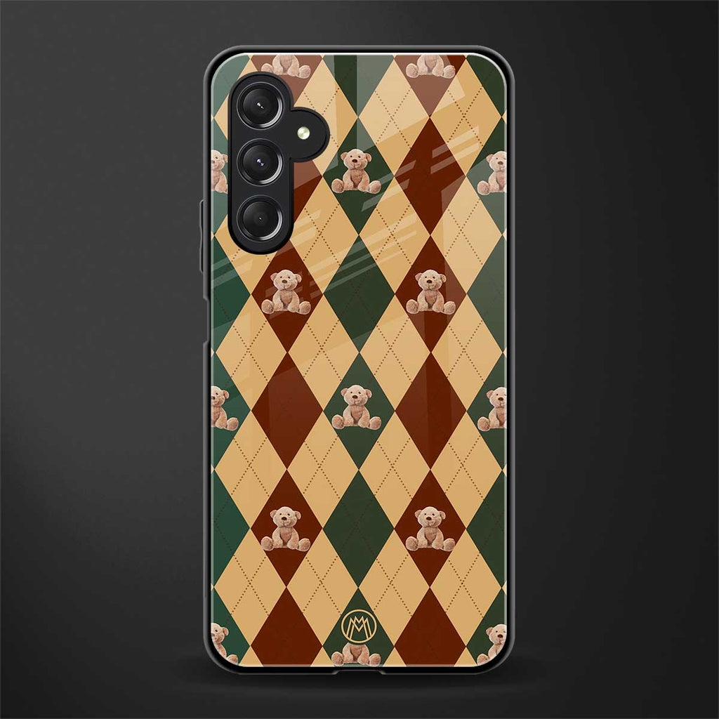ted checkered pattern back phone cover | glass case for samsun galaxy a24 4g