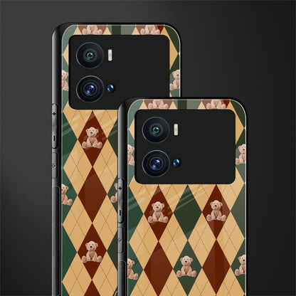 ted checkered pattern back phone cover | glass case for iQOO 9 Pro