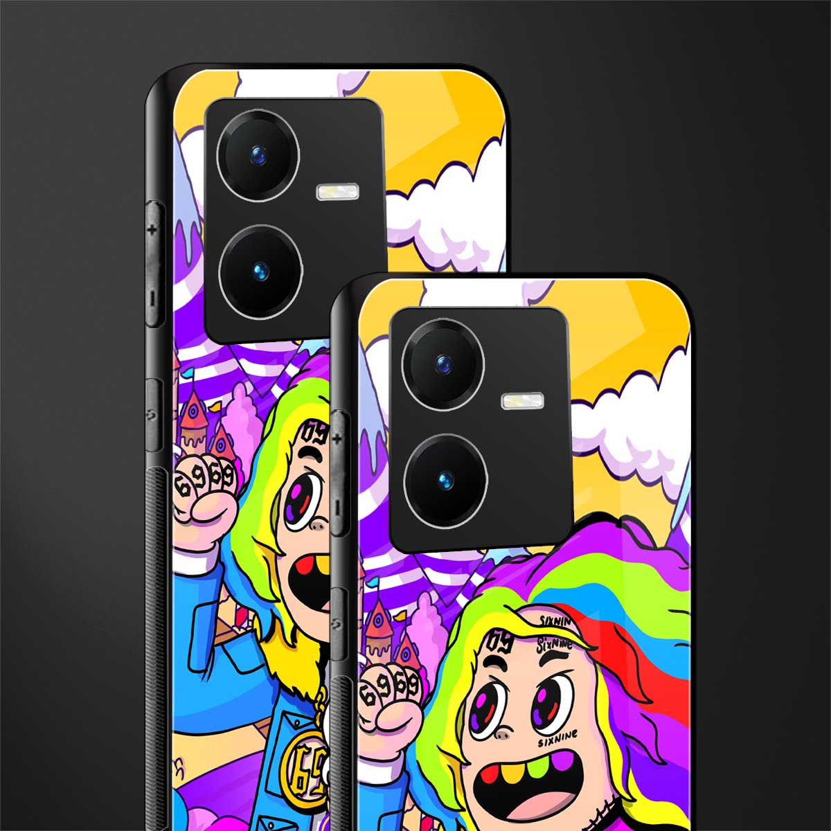 tekashi 6ix9ine back phone cover | glass case for vivo y22