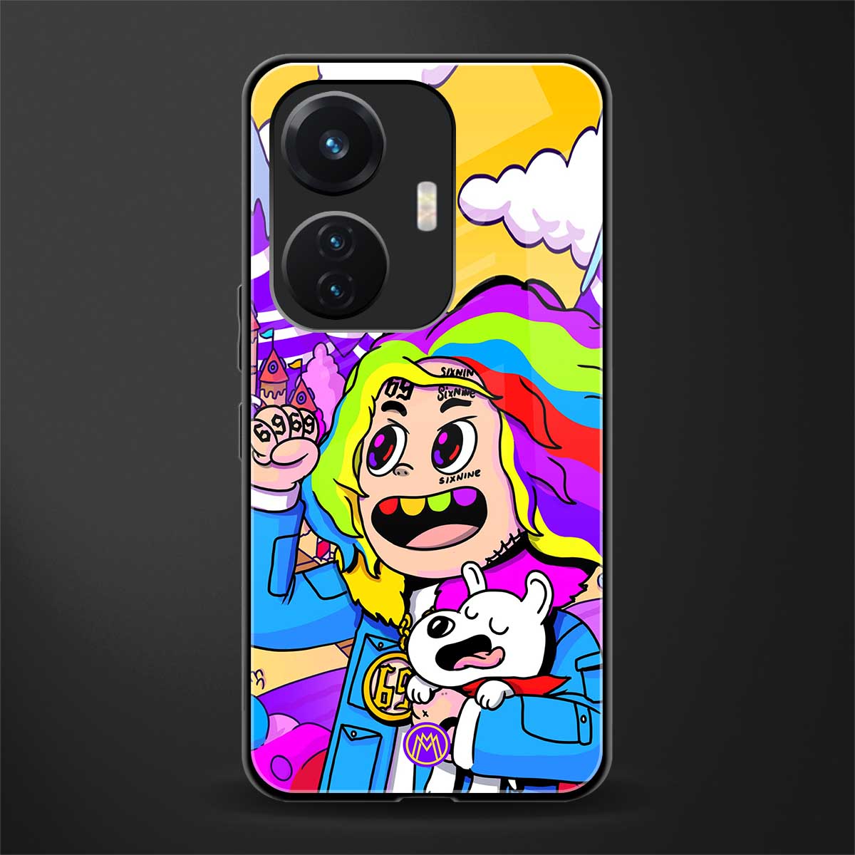 tekashi 6ix9ine back phone cover | glass case for vivo t1 44w 4g