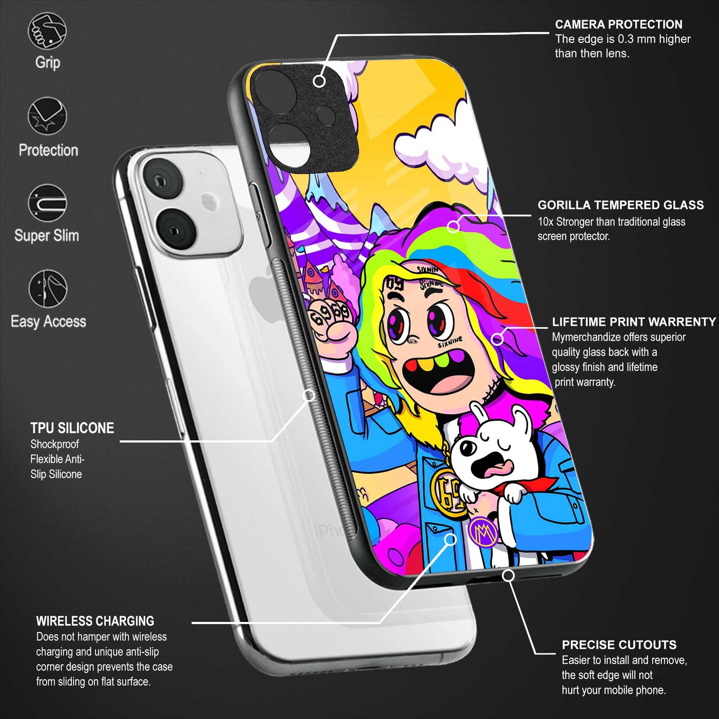 tekashi 6ix9ine back phone cover | glass case for google pixel 6a