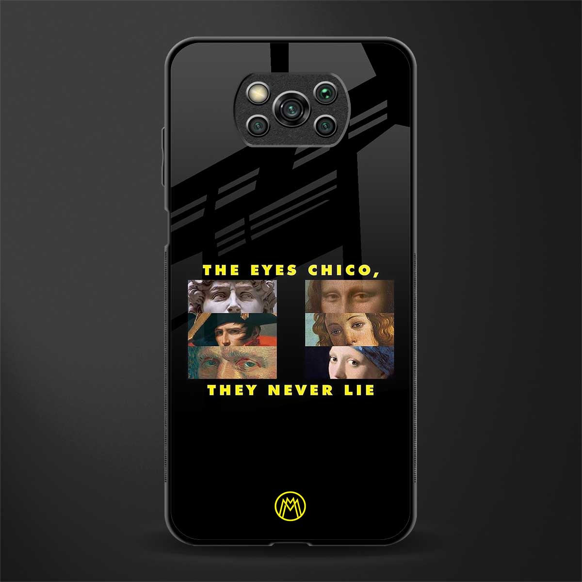 the eyes chico, they never lie movie quote glass case for poco x3 pro image