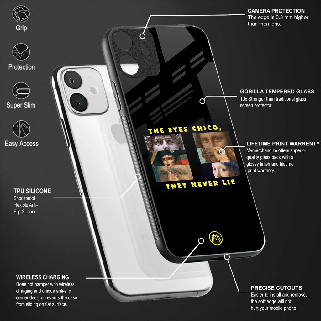 the eyes chico, they never lie movie quote back phone cover | glass case for vivo v21e 4g