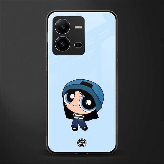 the powerpuff girls blue bubbles back phone cover | glass case for vivo v25-5g