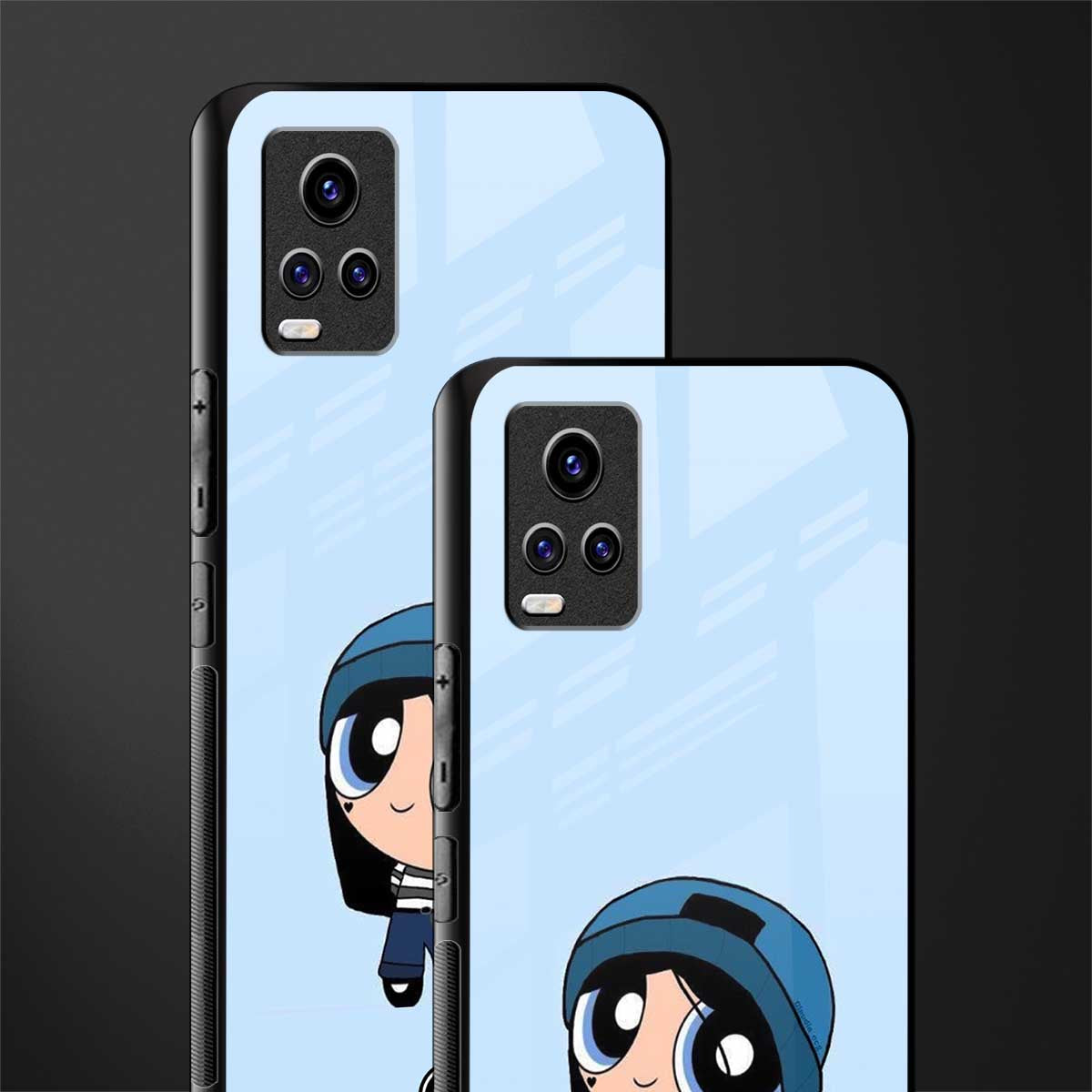 the powerpuff girls blue bubbles back phone cover | glass case for vivo v21e 4g