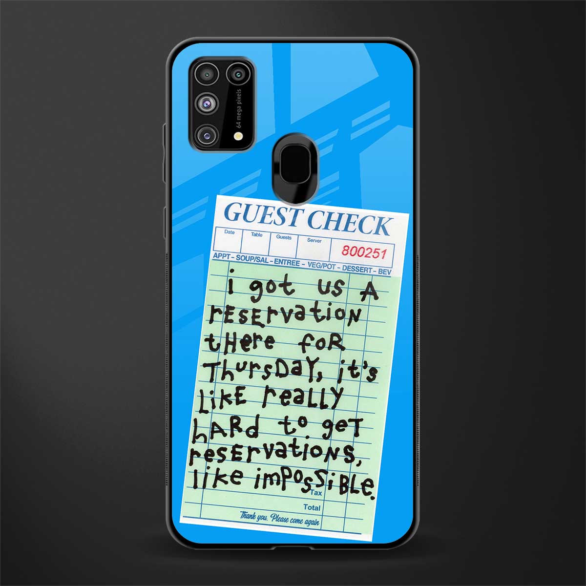 the reservation glass case for samsung galaxy m31 image