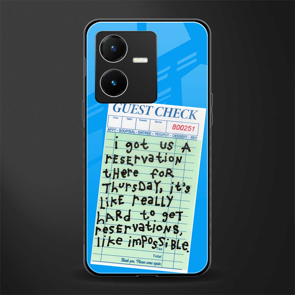 the reservation back phone cover | glass case for vivo y22