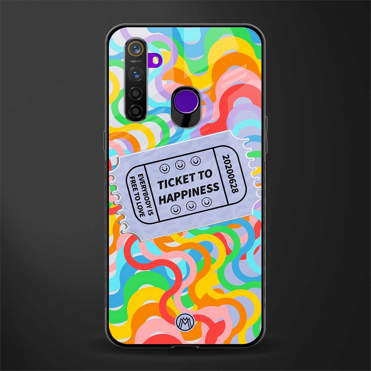 ticket to happiness glass case for realme 5 pro image