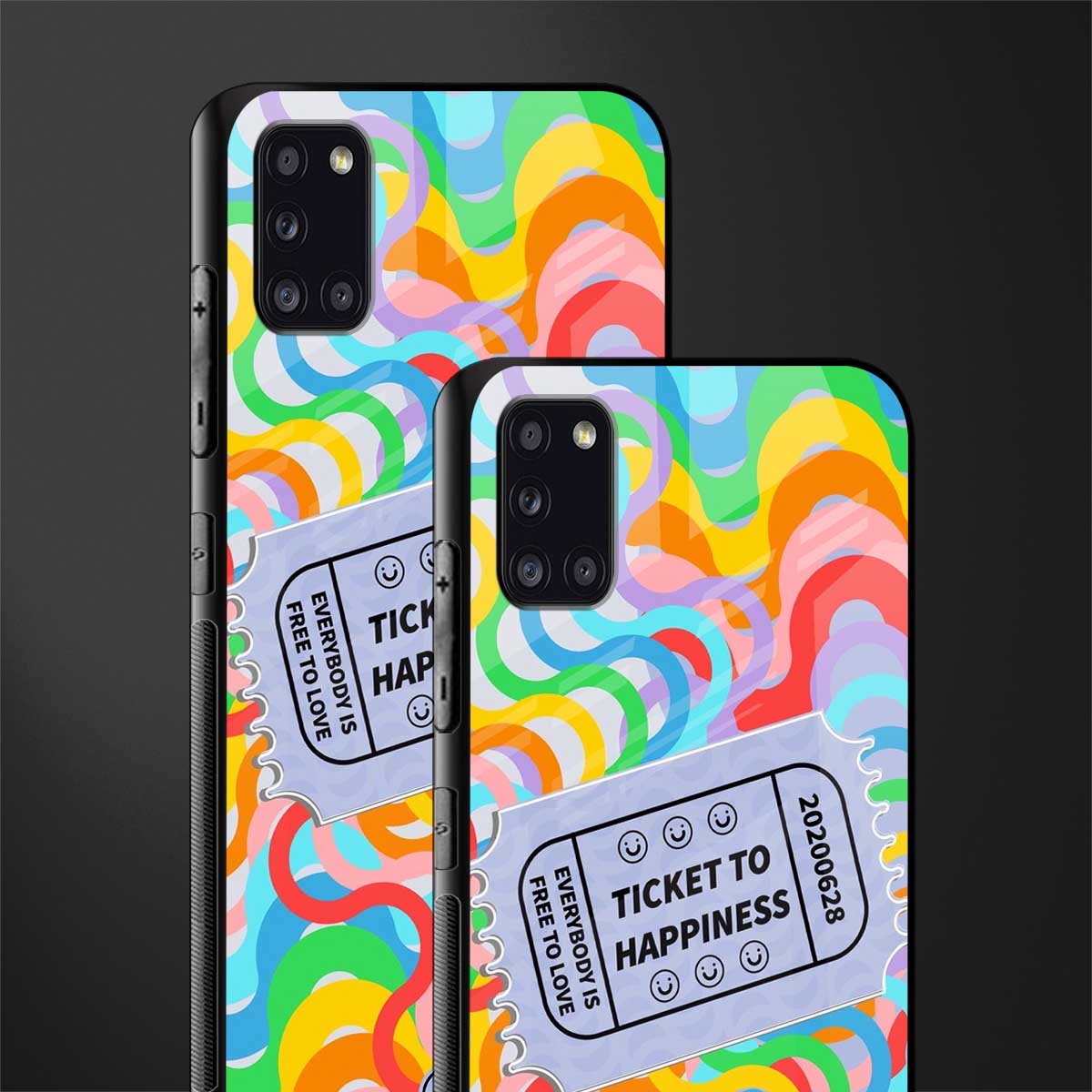 ticket to happiness glass case for samsung galaxy a31 image-2