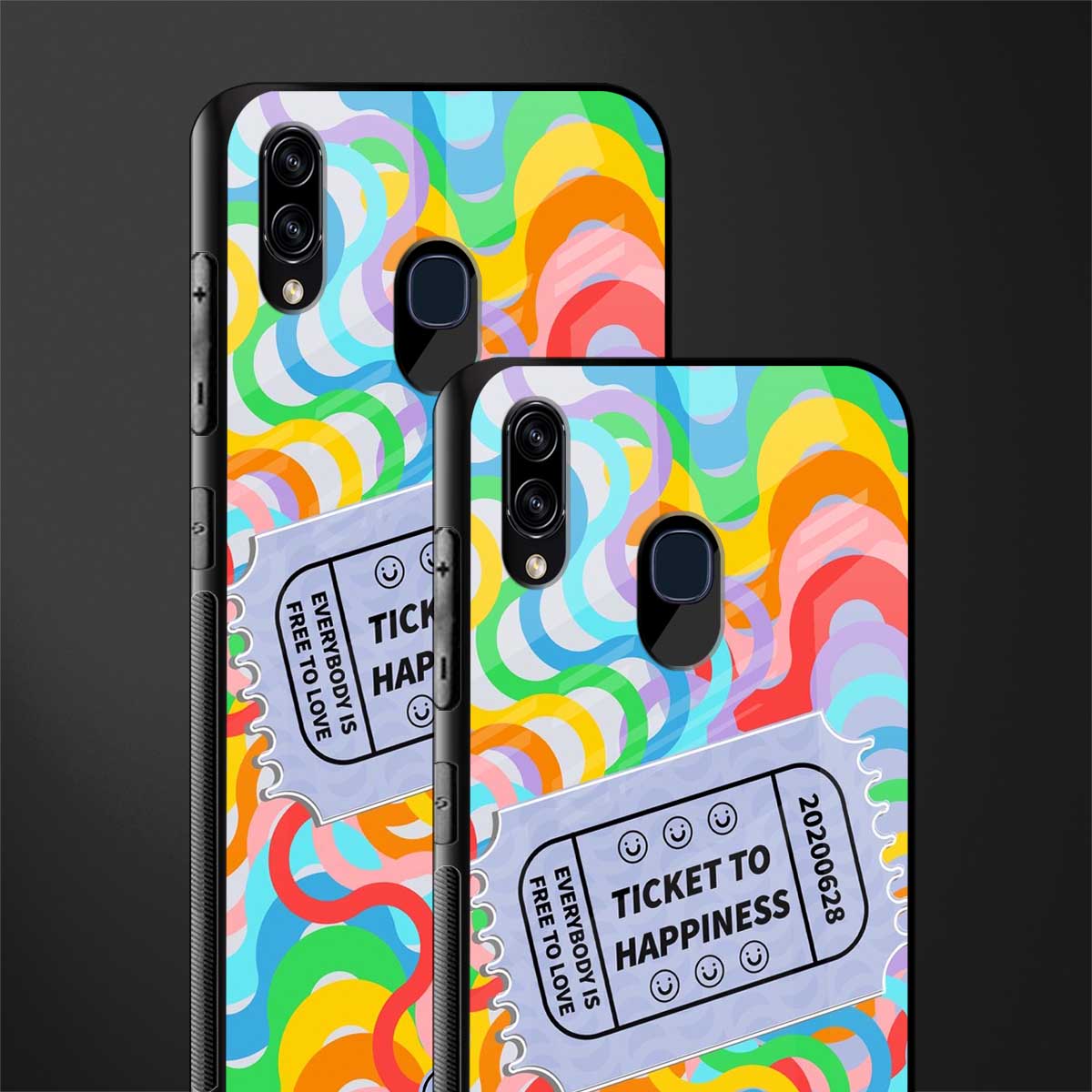 ticket to happiness glass case for samsung galaxy a30 image-2