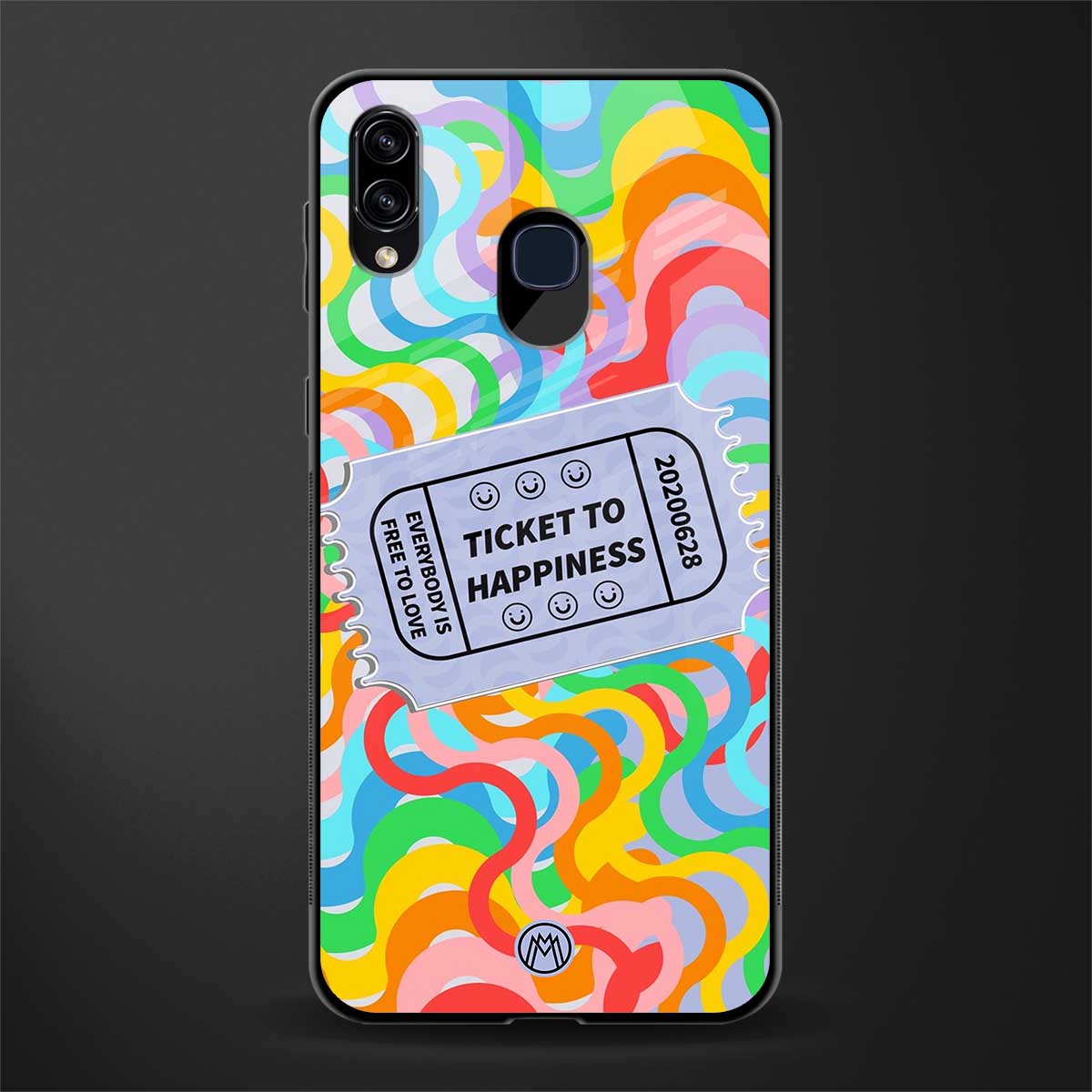 ticket to happiness glass case for samsung galaxy a30 image