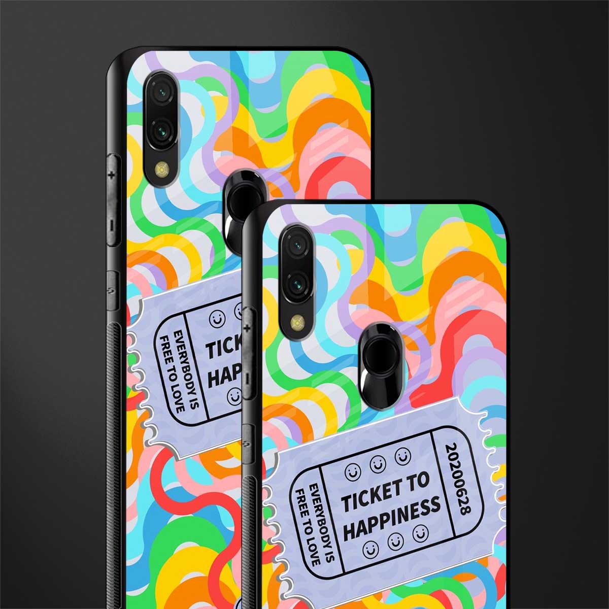 ticket to happiness glass case for redmi note 7 pro image-2