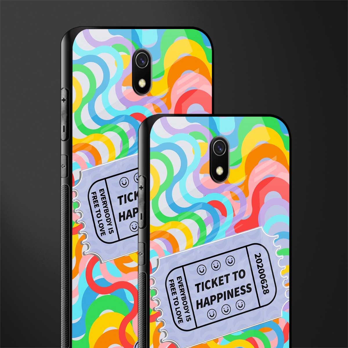ticket to happiness glass case for redmi 8a image-2