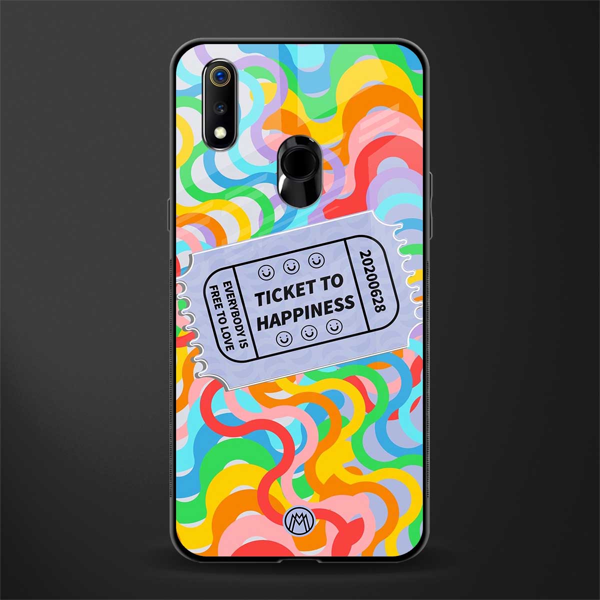 ticket to happiness glass case for realme 3 pro image