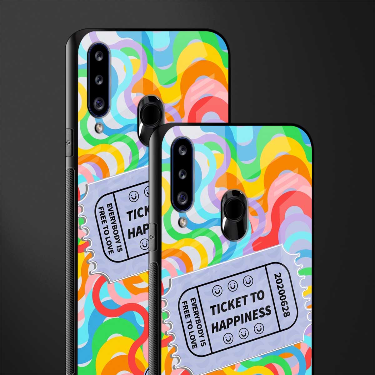 ticket to happiness glass case for samsung galaxy a20s image-2