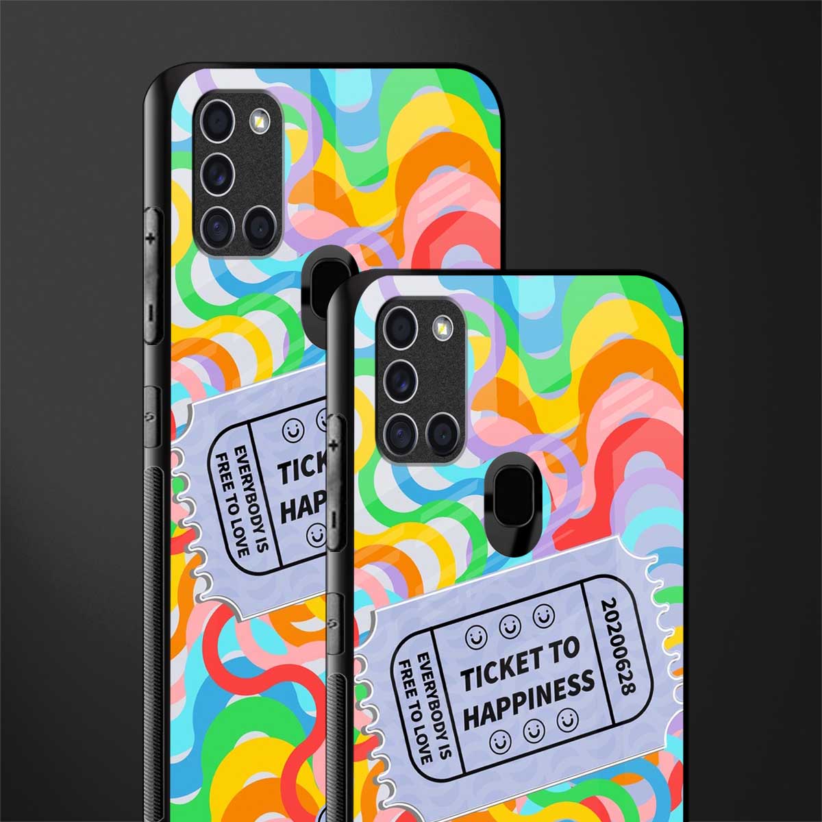 ticket to happiness glass case for samsung galaxy a21s image-2