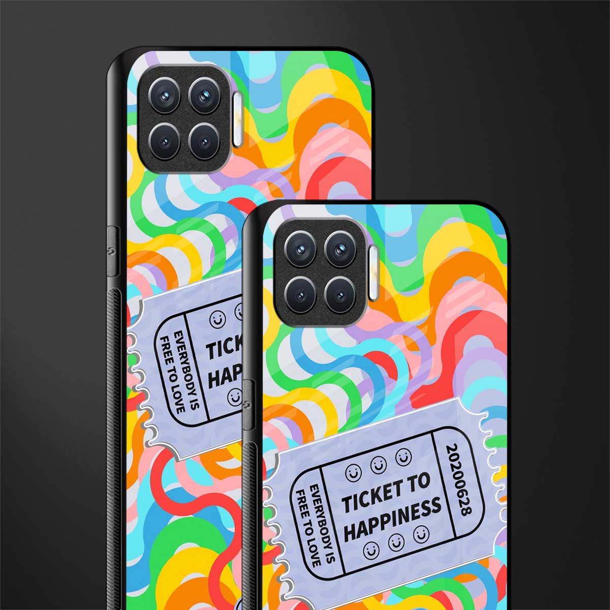 ticket to happiness glass case for oppo f17 pro image-2