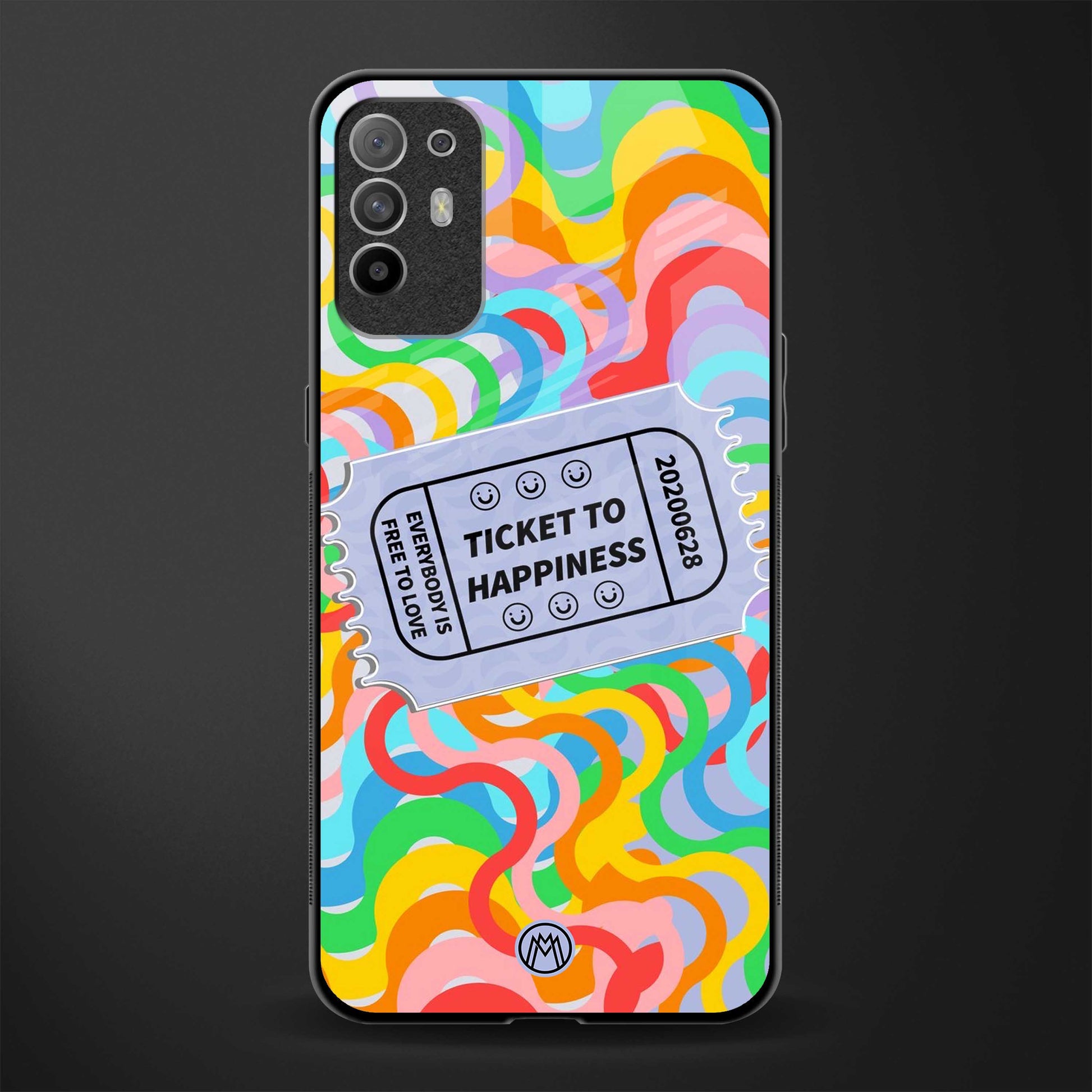 ticket to happiness glass case for oppo f19 pro plus image