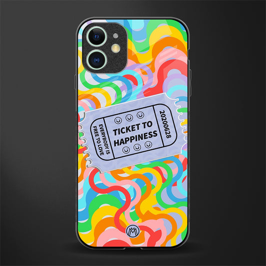 ticket to happiness glass case for iphone 12 mini image