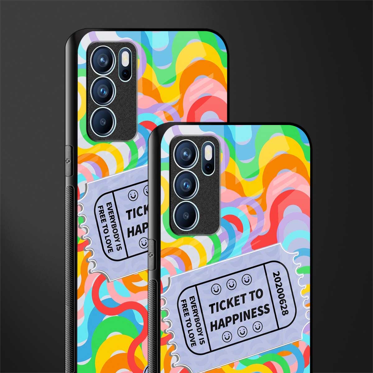 ticket to happiness glass case for oppo reno6 5g image-2