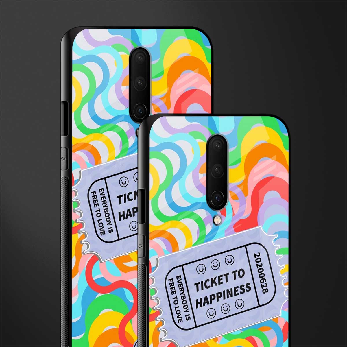 ticket to happiness glass case for oneplus 7 pro image-2