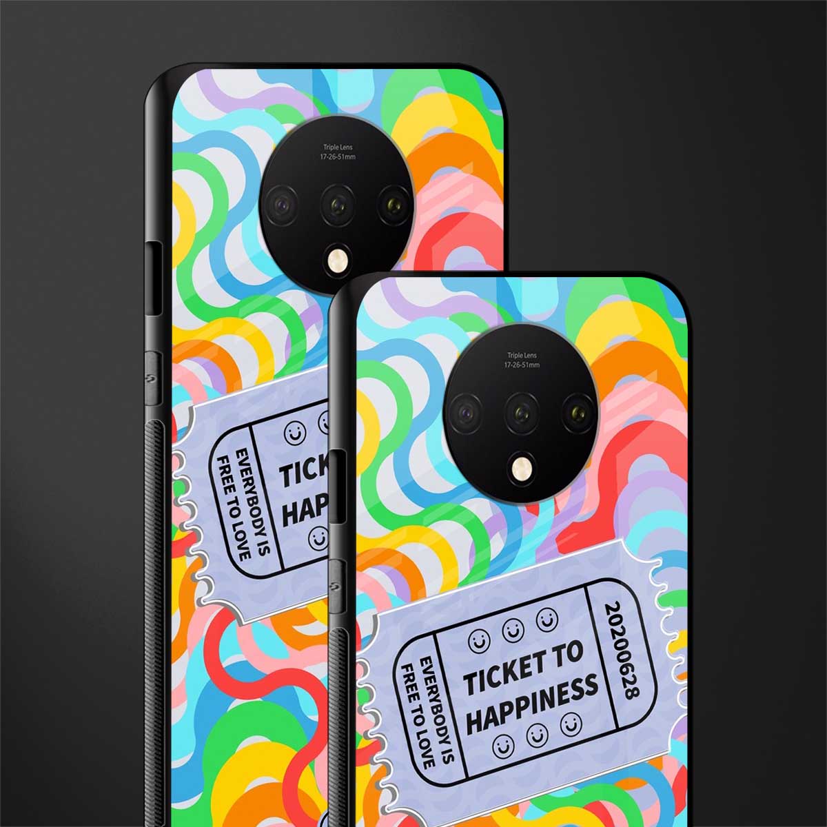 ticket to happiness glass case for oneplus 7t image-2