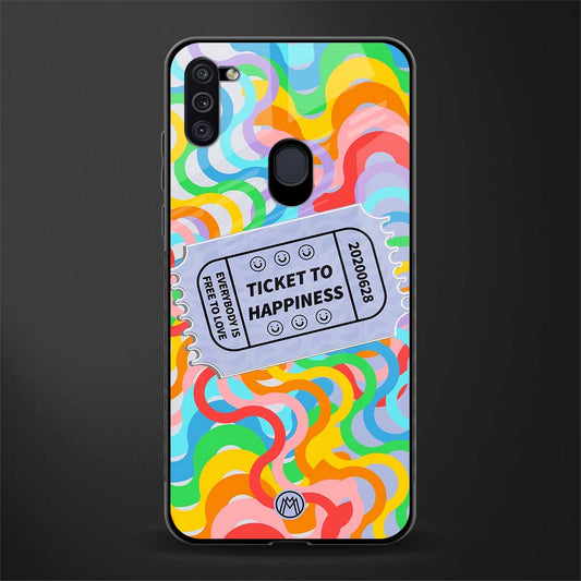 ticket to happiness glass case for samsung galaxy m11 image