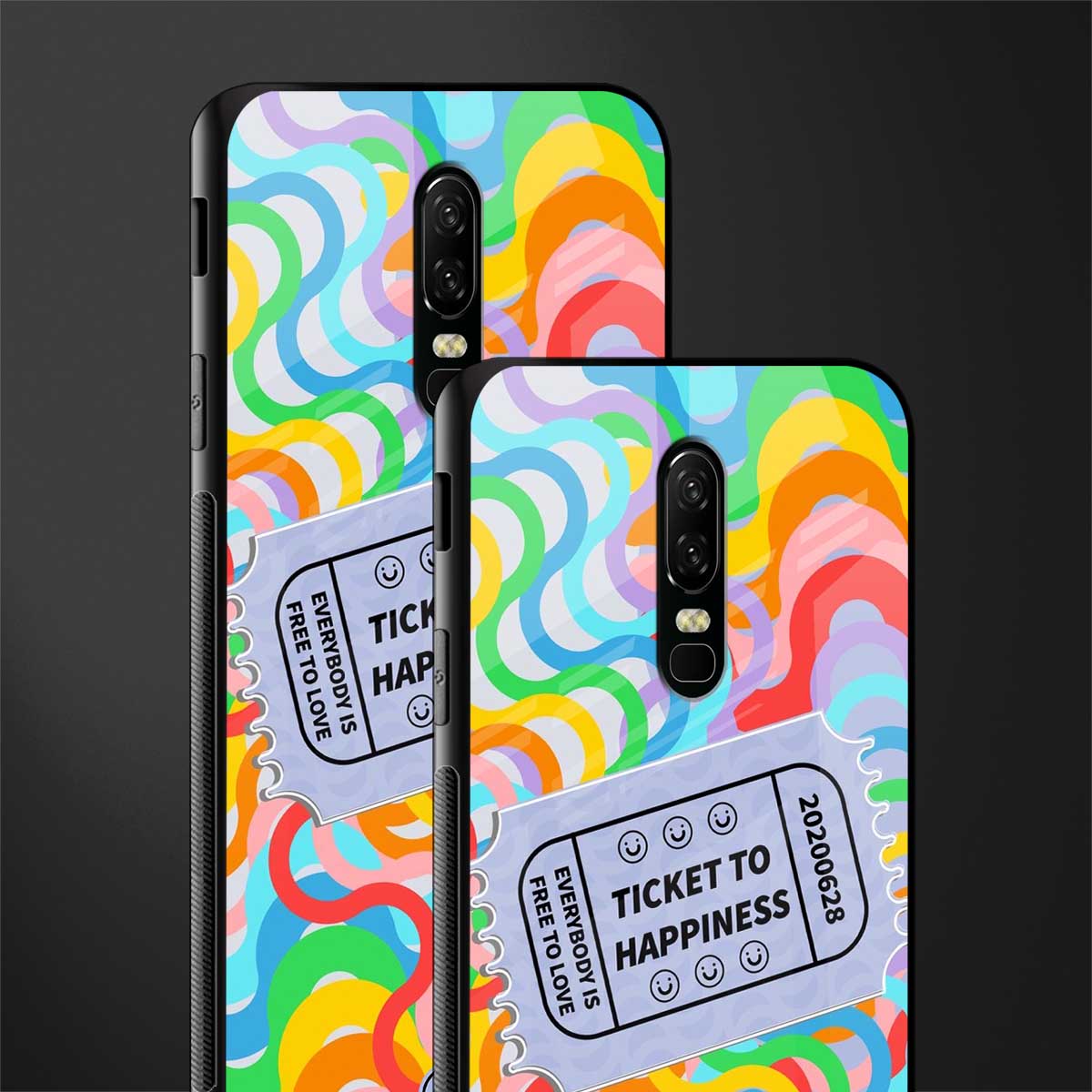 ticket to happiness glass case for oneplus 6 image-2