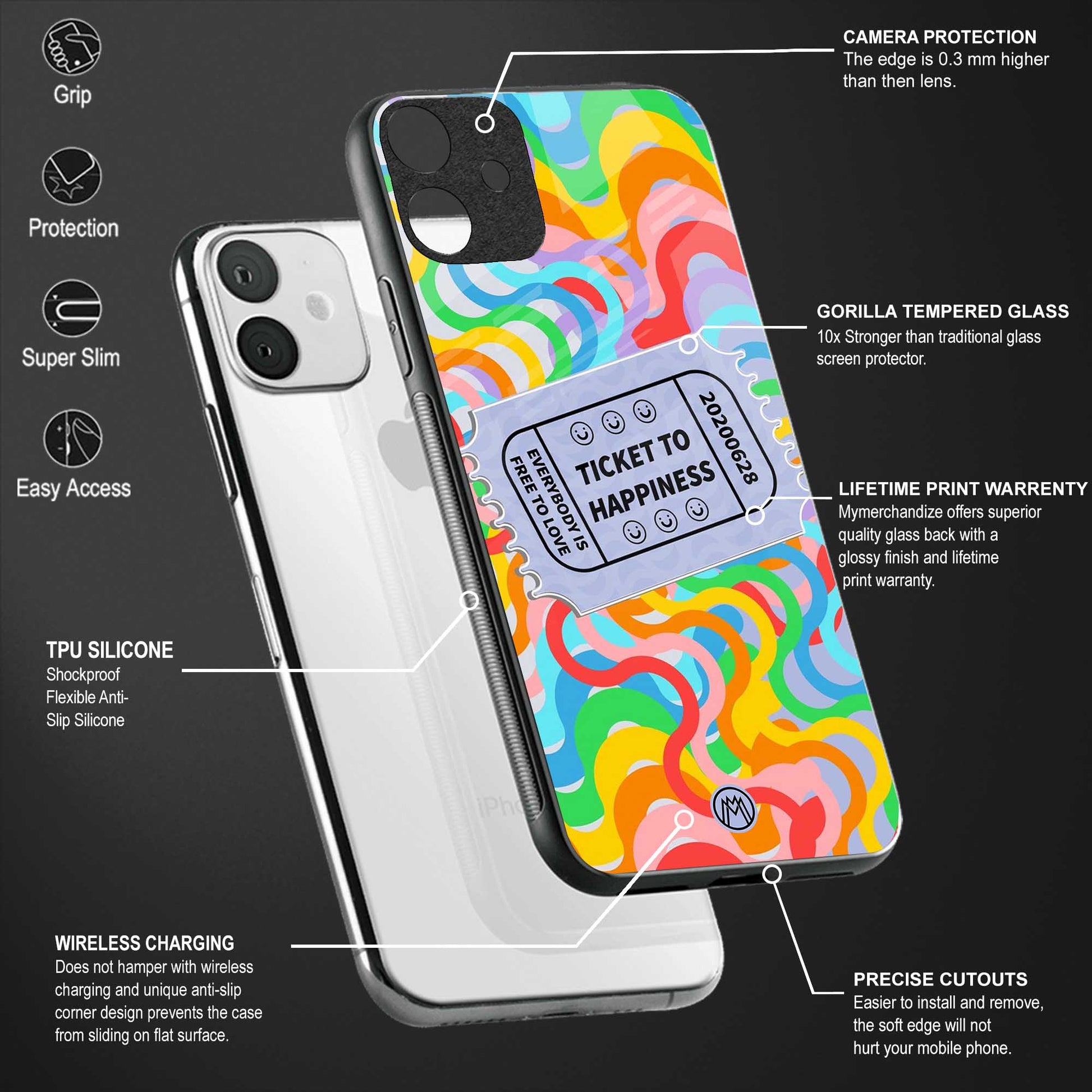 ticket to happiness glass case for oneplus 10 pro 5g image-4