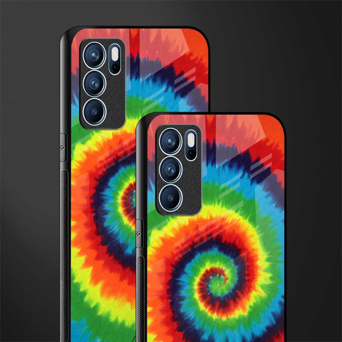 tie and dye glass case for oppo reno6 5g image-2