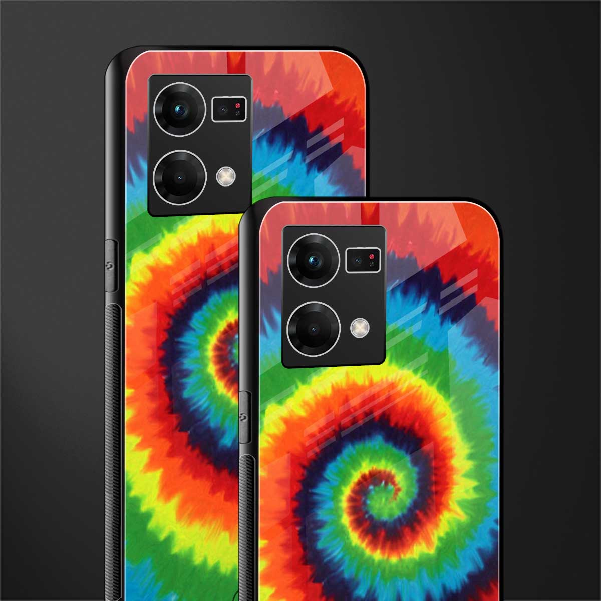 tie and dye back phone cover | glass case for oppo f21 pro 4g