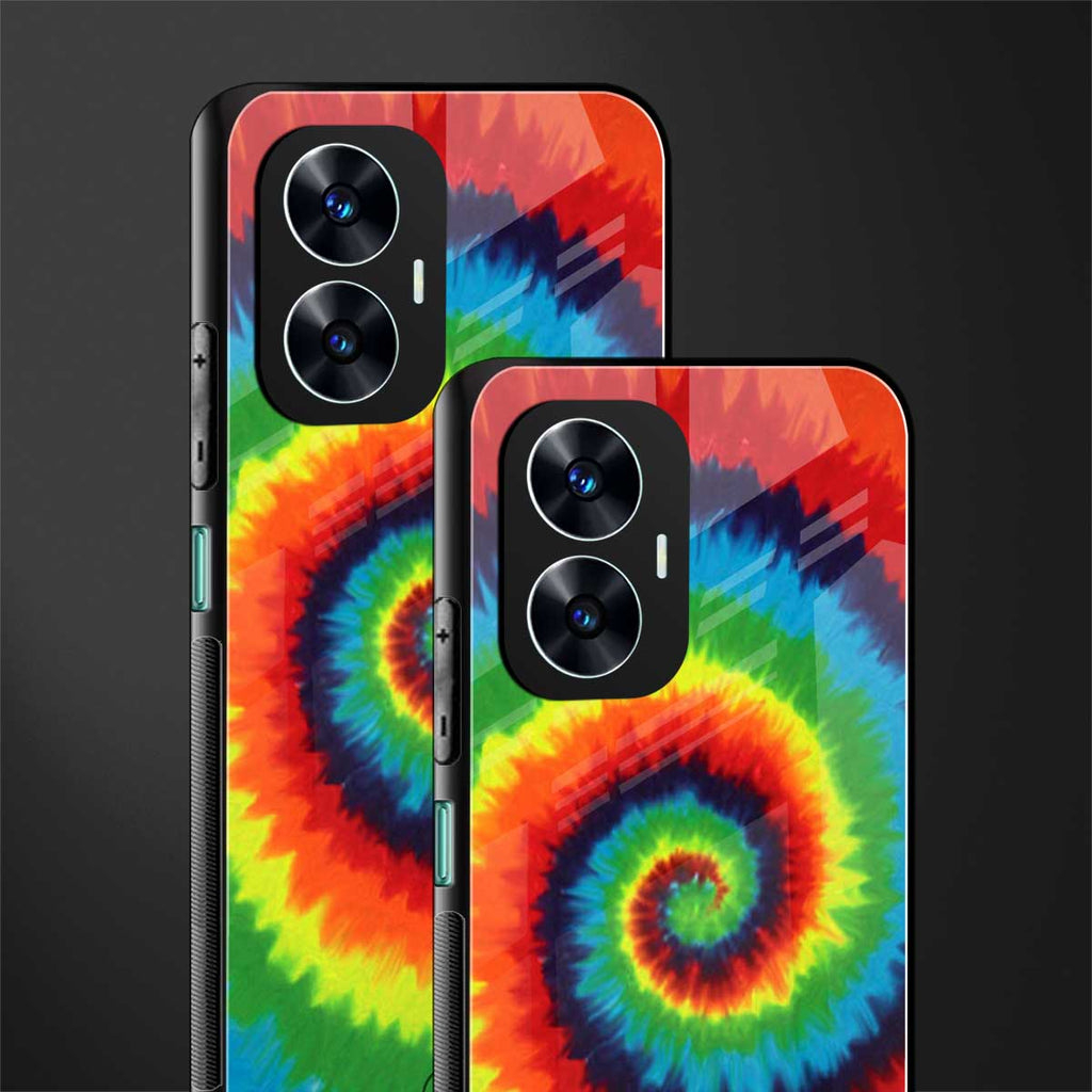 tie and dye back phone cover | glass case for realme c55